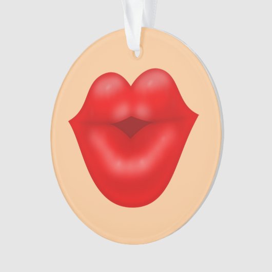 Rote Lippen, großer Kuss Ornament (Vorderseite)
