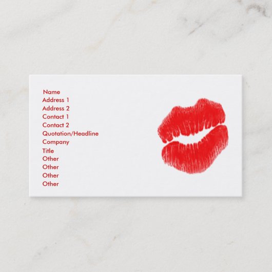 Rote Lippen in der weißen Visitenkarte für Make-up (Vorderseite)