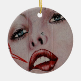 Rote Lippen Keramikornament