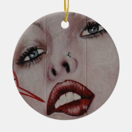 Rote Lippen Keramikornament (Vorne)