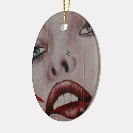 Rote Lippen Keramikornament (Links)