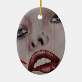 Rote Lippen Keramikornament