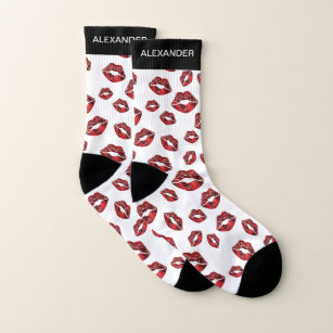 Rote Lippen Kiss Valentinstag Personalisierte Sock Socken