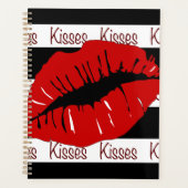 Rote Lippen Kisses Striped Day Planer Kalender (Vorderseite)
