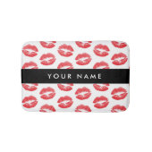 Rote Lippen, Kuss, Lipstick, Ihr Name, Personalisi Badematte (Vorderseite)
