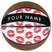 Rote Lippen, Kuss, Lipstick, Ihr Name, Personalisi Basketball (Vorderseite)