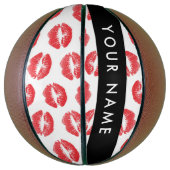 Rote Lippen, Kuss, Lipstick, Ihr Name, Personalisi Basketball (Vertikal)