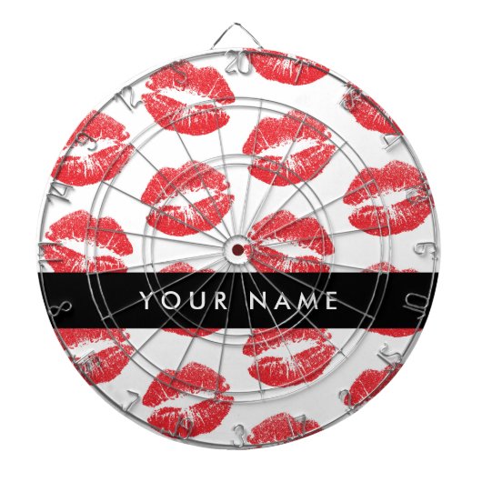Rote Lippen, Kuss, Lipstick, Ihr Name, Personalisi Dartscheibe (vorne)