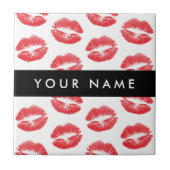 Rote Lippen, Kuss, Lipstick, Ihr Name, Personalisi Fliese (Vorderseite)
