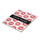 Rote Lippen, Kuss, Lipstick, Ihr Name, Personalisi Fliese (Seite)