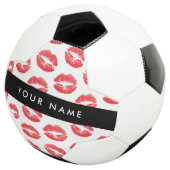 Rote Lippen, Kuss, Lipstick, Ihr Name, Personalisi Fußball (Dreiviertel)