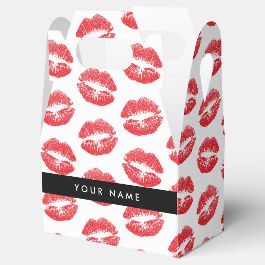 Rote Lippen, Kuss, Lipstick, Ihr Name, Personalisi Geschenkschachtel (Geöffnet)