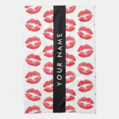 Rote Lippen, Kuss, Lipstick, Ihr Name, Personalisi Geschirrtuch (Vertikal)