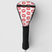 Rote Lippen, Kuss, Lipstick, Ihr Name, Personalisi Golf Headcover (Vorderseite)
