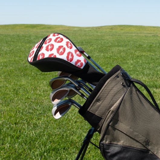 Rote Lippen, Kuss, Lipstick, Ihr Name, Personalisi Golf Headcover (In SItu)