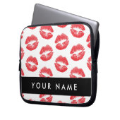 Rote Lippen, Kuss, Lipstick, Ihr Name, Personalisi Laptopschutzhülle (Vorderseite Links)