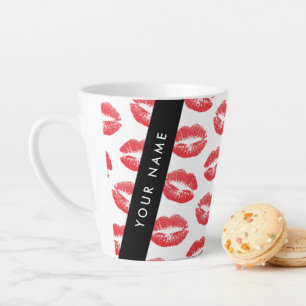 Rote Lippen, Kuss, Lipstick, Ihr Name, Personalisi Milchtasse