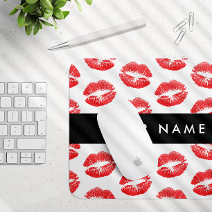 Rote Lippen, Kuss, Lipstick, Ihr Name, Personalisi Mousepad