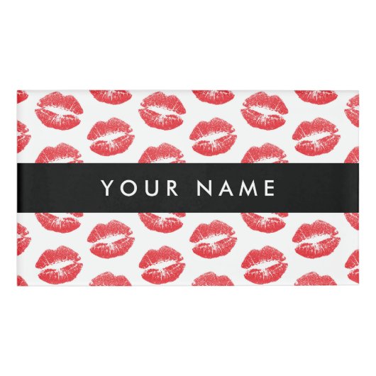 Rote Lippen, Kuss, Lipstick, Ihr Name, Personalisi Namenschild (Vorderseite)