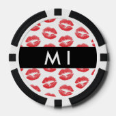 Rote Lippen, Kuss, Lipstick, Ihr Name, Personalisi Pokerchips (Vorderseite)