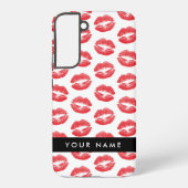 Rote Lippen, Kuss, Lipstick, Ihr Name, Personalisi Samsung Galaxy Hülle (Rückseite)