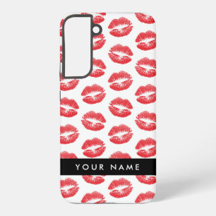 Rote Lippen, Kuss, Lipstick, Ihr Name, Personalisi Samsung Galaxy Hülle