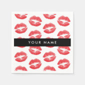Rote Lippen, Kuss, Lipstick, Ihr Name, Personalisi Serviette (Vorderseite)