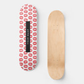 Rote Lippen, Kuss, Lipstick, Ihr Name, Personalisi Skateboard (Vorderseite)