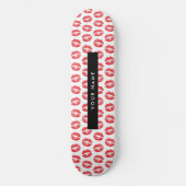 Rote Lippen, Kuss, Lipstick, Ihr Name, Personalisi Skateboard (Vorderseite)