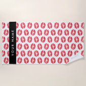 Rote Lippen, Kuss, Lipstick, Ihr Name, Personalisi Strandtuch (Vorderseite)