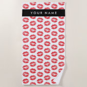 Rote Lippen, Kuss, Lipstick, Ihr Name, Personalisi Strandtuch (Vorderseite)