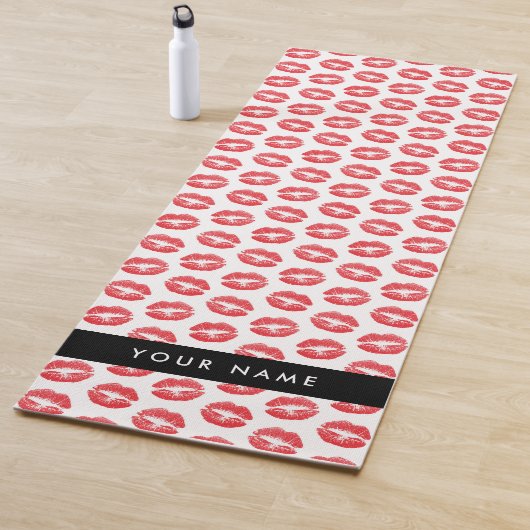 Rote Lippen, Kuss, Lipstick, Ihr Name, Personalisi Yogamatte (Beispiel)