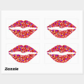 Rote Lippen Kuss mit fangenden Edelsteinen Herz Re Rechteckiger Aufkleber (Blatt)
