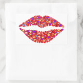 Rote Lippen Kuss mit fangenden Edelsteinen Herz Re Rechteckiger Aufkleber (Tasche)
