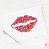 Rote Lippen Kuss mit fangenden Edelsteinen Herz Re Rechteckiger Aufkleber (Umschlag)
