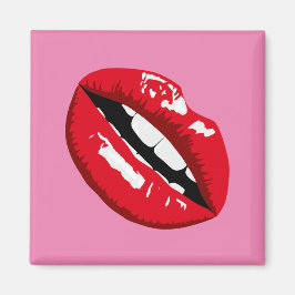 Rote Lippen Kuss Retro 80er Design Kühlschrankmagn Magnet