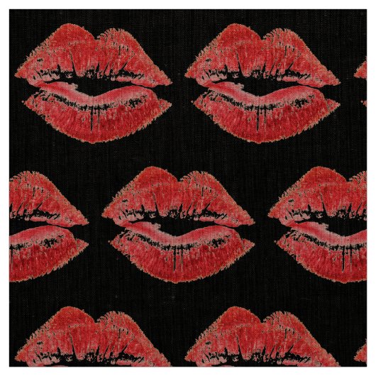 Rote Lippen Kuss Valentinstag Tuch Stoff (Muster)