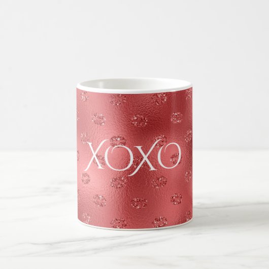 Rote Lippen Küsse XOXO Kaffeetasse (Mittel)