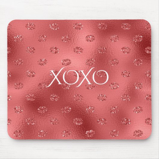 Rote Lippen Küsse XOXO Mousepad (Vorne)
