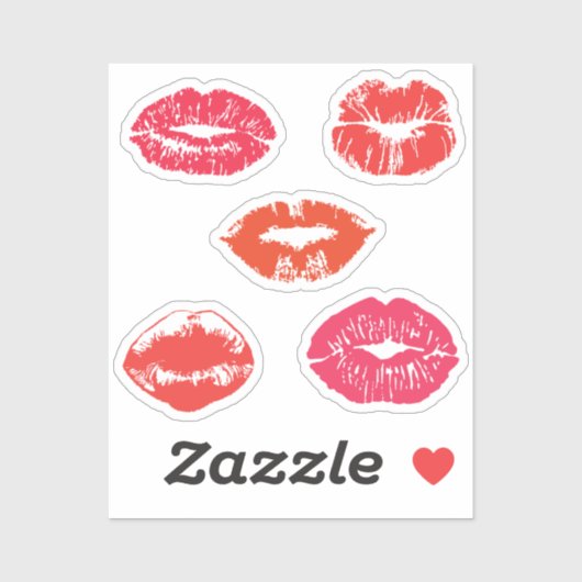 Rote Lippen küssen Aufkleber (Blatt)