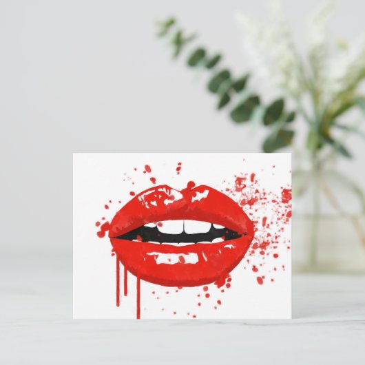 Rote Lippen küssen Beauty-Mode-Make-up Postkarte (Stehend Vorderseite)