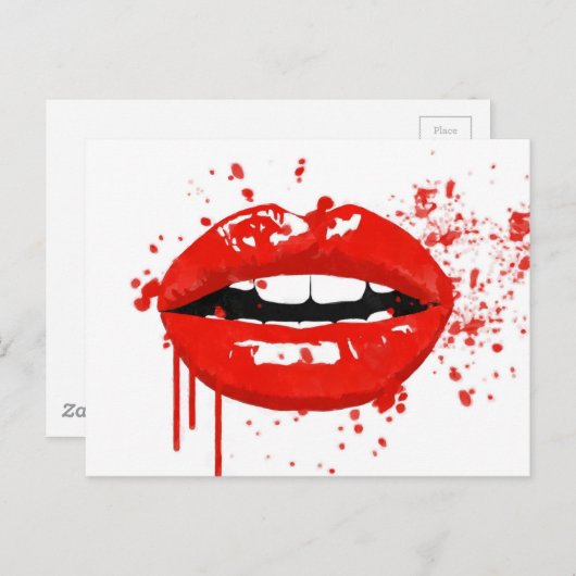 Rote Lippen küssen Beauty-Mode-Make-up Postkarte (Vorne/Hinten)