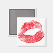 Rote Lippen küssen Magnet (Vorderseite/Rückseite)