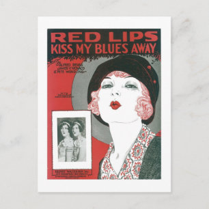 Rote Lippen küssen meinen Blues weg Songbook Cover Postkarte