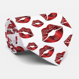 Rote Lippen Küssen Muster Valentinstag Krawatte