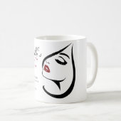 Rote Lippen, lange Wimpern Makeup Symbol Kaffeetasse (VorderseiteRechts)