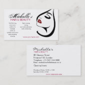 Rote Lippen, lange Wimpern Makeup Symbol Visitenkarte (Vorne/Hinten)