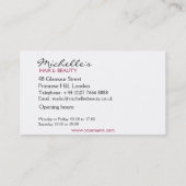 Rote Lippen, lange Wimpern Makeup Symbol Visitenkarte (Rückseite)