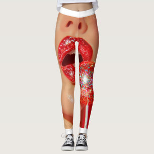 Rote Lippen Leggings