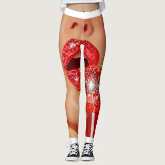 Rote Lippen Leggings